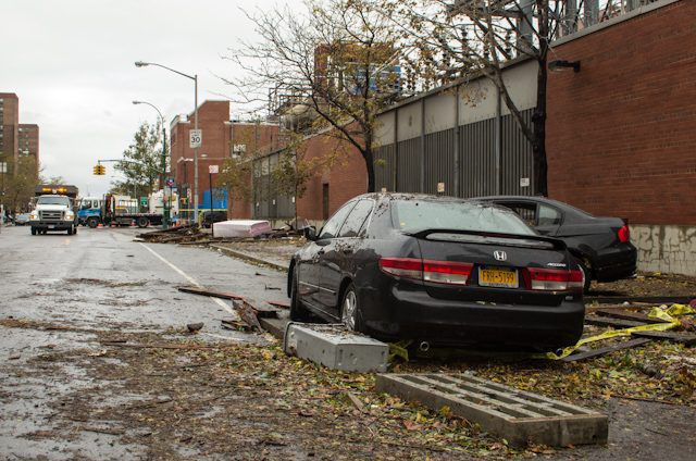 Debris in front of the ConEd substation at 14th and Ave C.